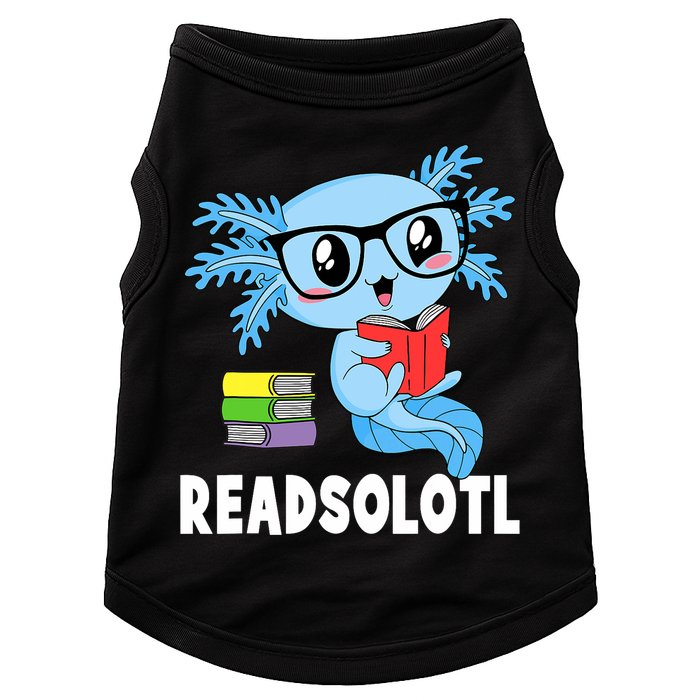 Readsolotl Read Book Funny Kawaii Blue Axolotl Reading Books Doggie Tank