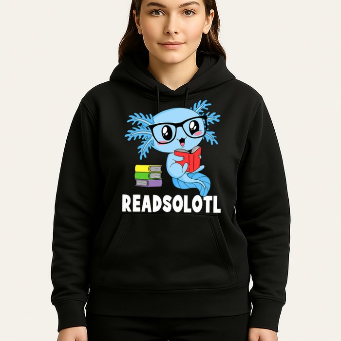 Readsolotl Read Book Funny Kawaii Blue Axolotl Reading Books Hoodie
