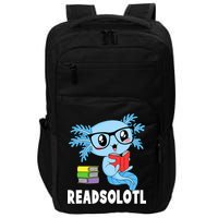 Readsolotl Read Book Funny Kawaii Blue Axolotl Reading Books Impact Tech Backpack