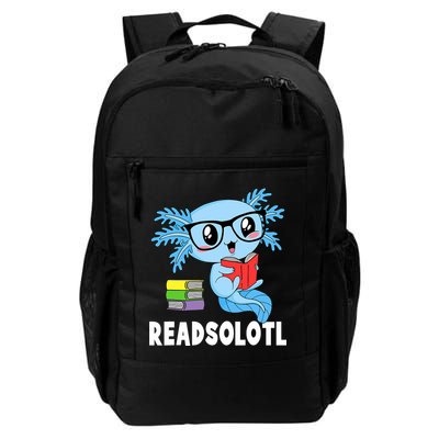 Readsolotl Read Book Funny Kawaii Blue Axolotl Reading Books Backpack