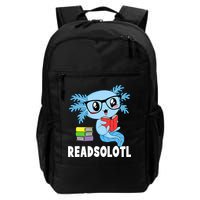 Readsolotl Read Book Funny Kawaii Blue Axolotl Reading Books Backpack