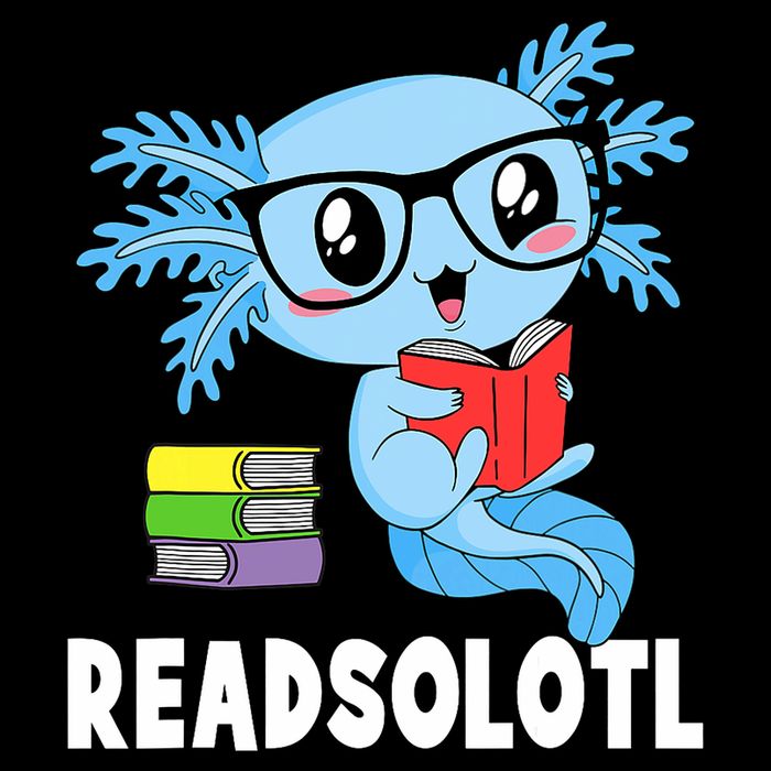Readsolotl Read Book Funny Kawaii Blue Axolotl Reading Books Backpack