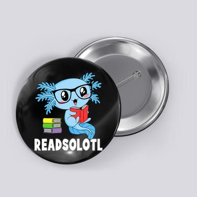 Readsolotl Read Book Funny Kawaii Blue Axolotl Reading Books Button