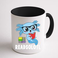 Readsolotl Read Book Funny Kawaii Blue Axolotl Reading Books Mug