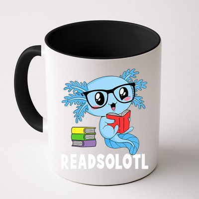 Readsolotl Read Book Funny Kawaii Blue Axolotl Reading Books Mug