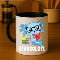 Readsolotl Read Book Funny Kawaii Blue Axolotl Reading Books Mug