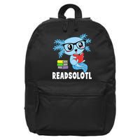 Readsolotl Read Book Funny Kawaii Blue Axolotl Reading Books 16 in Basic Backpack