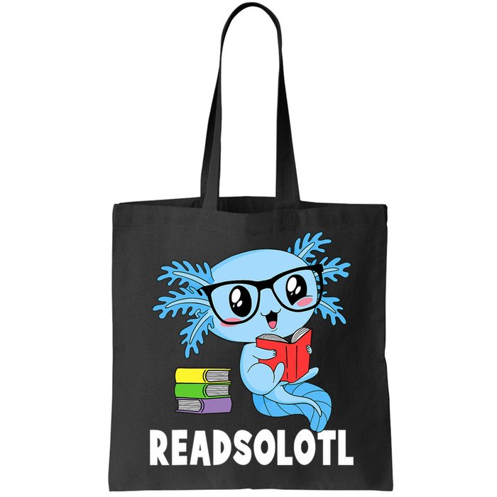 Readsolotl Read Book Funny Kawaii Blue Axolotl Reading Books Bag