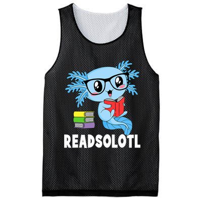 Readsolotl Read Book Funny Kawaii Blue Axolotl Reading Books Mesh Reversible Basketball Jersey Tank