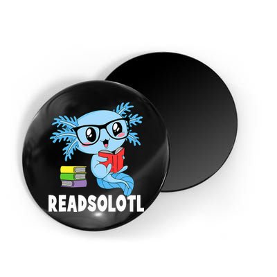 Readsolotl Read Book Funny Kawaii Blue Axolotl Reading Books Magnet