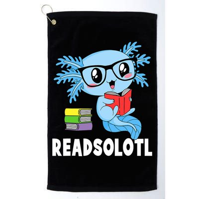 Readsolotl Read Book Funny Kawaii Blue Axolotl Reading Books Golf Towel
