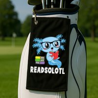 Readsolotl Read Book Funny Kawaii Blue Axolotl Reading Books Golf Towel