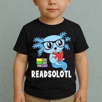 Readsolotl Read Book Funny Kawaii Blue Axolotl Reading Books Toddler T-Shirt