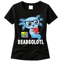 Readsolotl Read Book Funny Kawaii Blue Axolotl Reading Books Womens T-Shirt