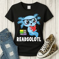 Readsolotl Read Book Funny Kawaii Blue Axolotl Reading Books Womens T-Shirt