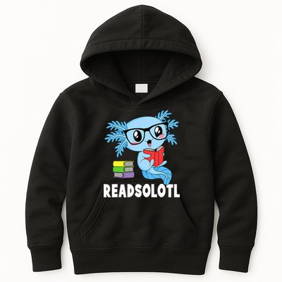 Readsolotl Read Book Funny Kawaii Blue Axolotl Reading Books Kids Hoodie