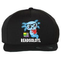 Readsolotl Read Book Funny Kawaii Blue Axolotl Reading Books Wool Snapback Cap