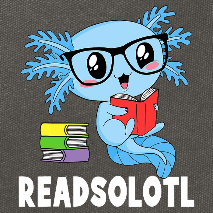 Readsolotl Read Book Funny Kawaii Blue Axolotl Reading Books Cotton Canvas Backpack