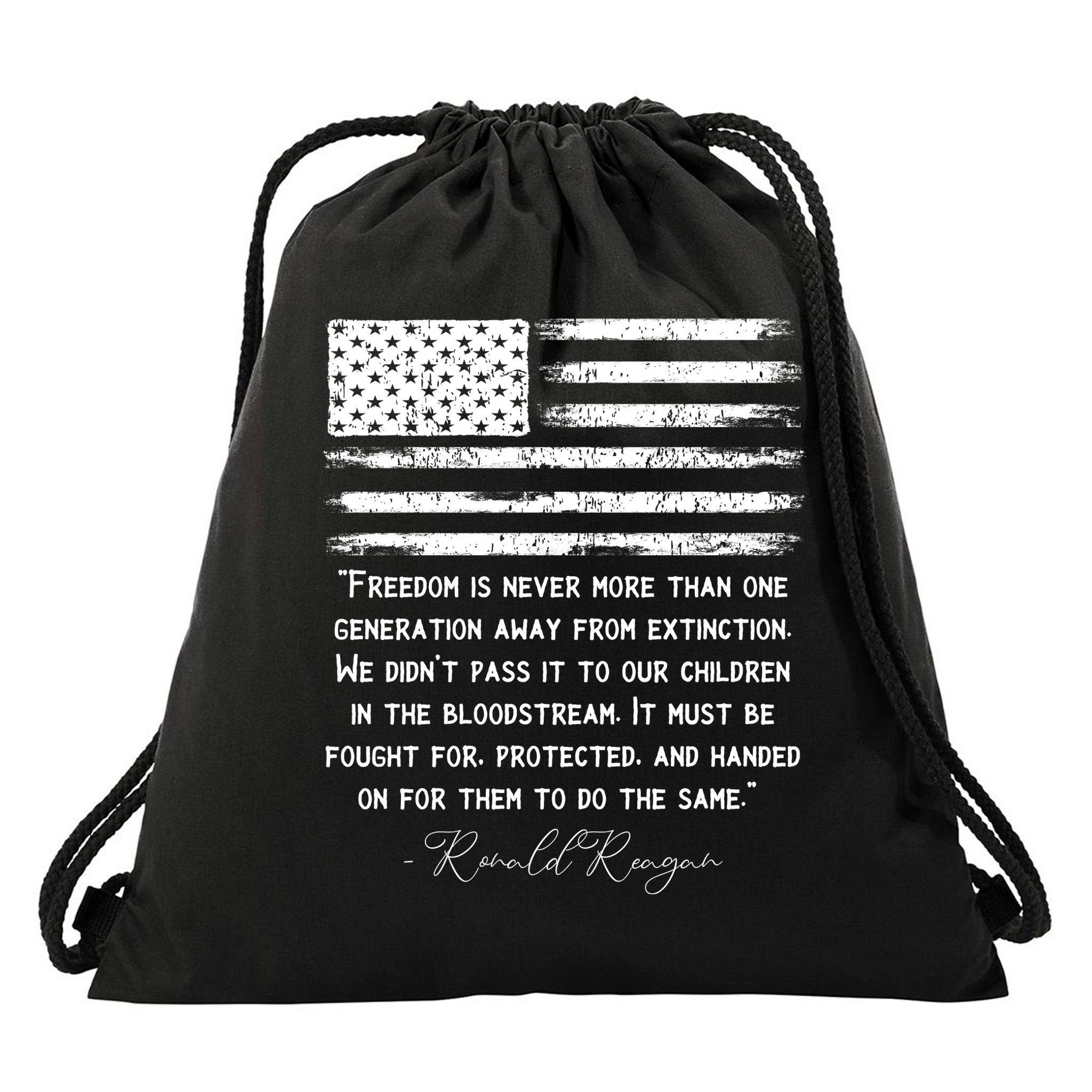 Ronald Reagan Conservative Anti Democrat Drawstring Bag