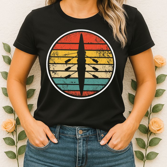 Retro Rowing Crew Boat Vintage Rower Row Team Womens T-Shirt