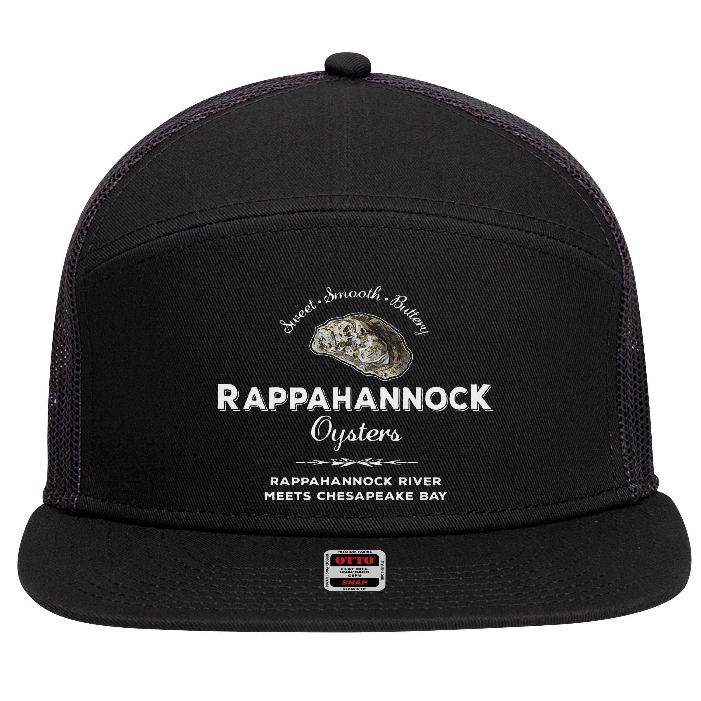 Rappahannock River Chesapeake Bay Seafood East Coast Oysters 7 Panel Mesh Trucker Snapback Hat