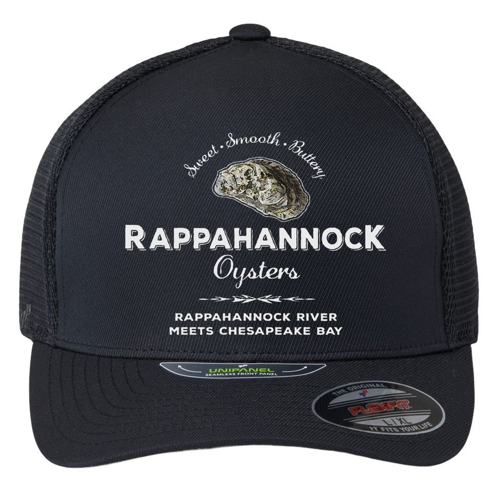 Rappahannock River Chesapeake Bay Seafood East Coast Oysters Flexfit Unipanel Trucker Cap