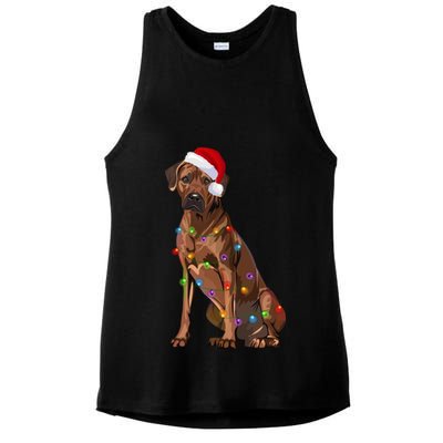 Rhodesian Ridgeback Christmas Lights Xmas Dog Lover Ladies PosiCharge Tri-Blend Wicking Tank