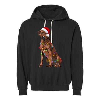 Rhodesian Ridgeback Christmas Lights Xmas Dog Lover Garment-Dyed Fleece Hoodie