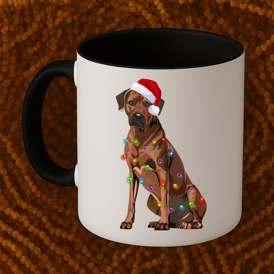 Rhodesian Ridgeback Christmas Lights Xmas Dog Lover Mug