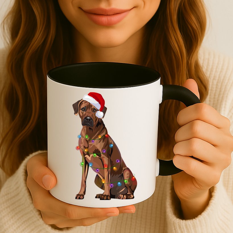 Rhodesian Ridgeback Christmas Lights Xmas Dog Lover Mug
