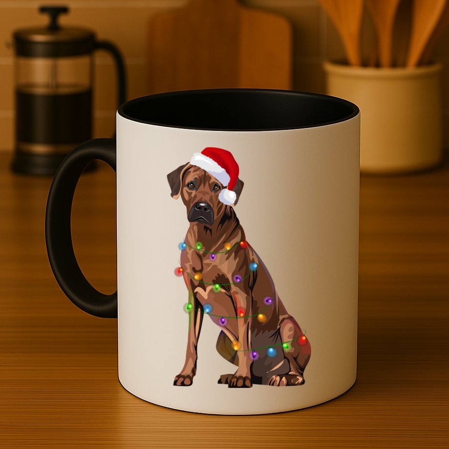 Rhodesian Ridgeback Christmas Lights Xmas Dog Lover Mug
