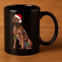 Rhodesian Ridgeback Christmas Lights Xmas Dog Lover 11oz C Handle Ceramic Mug