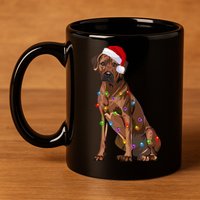 Rhodesian Ridgeback Christmas Lights Xmas Dog Lover 11oz C Handle Ceramic Mug