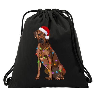 Rhodesian Ridgeback Christmas Lights Xmas Dog Lover Drawstring Bag