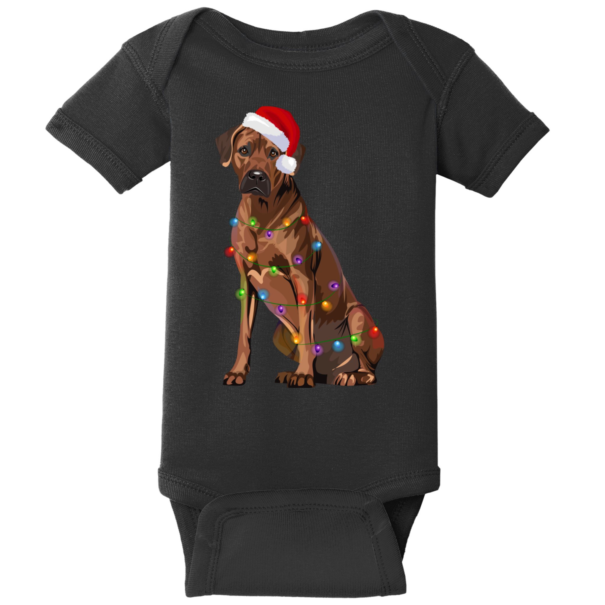 Rhodesian Ridgeback Christmas Lights Xmas Dog Lover Baby Bodysuit