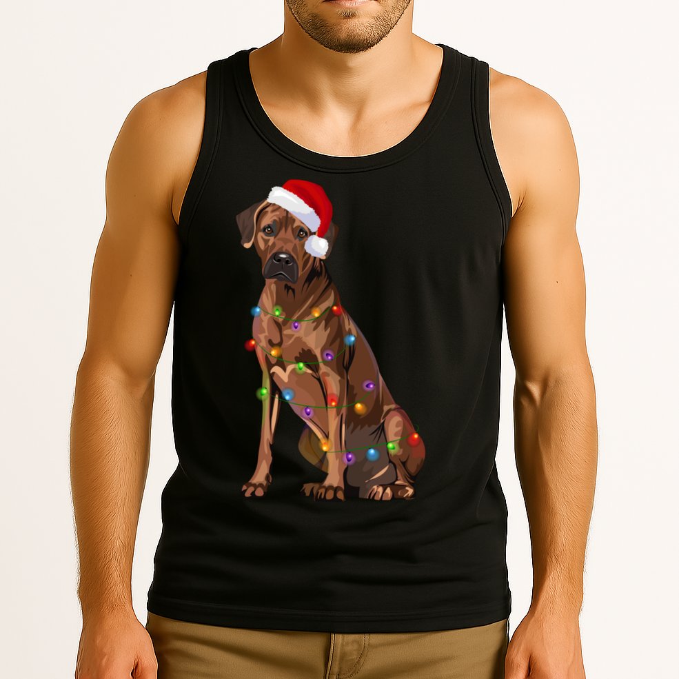 Rhodesian Ridgeback Christmas Lights Xmas Dog Lover Tank Top