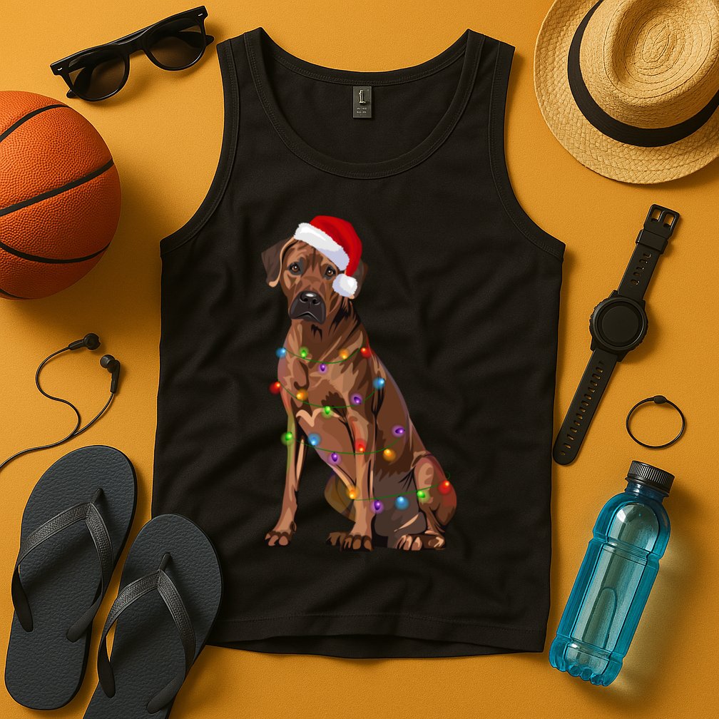 Rhodesian Ridgeback Christmas Lights Xmas Dog Lover Tank Top