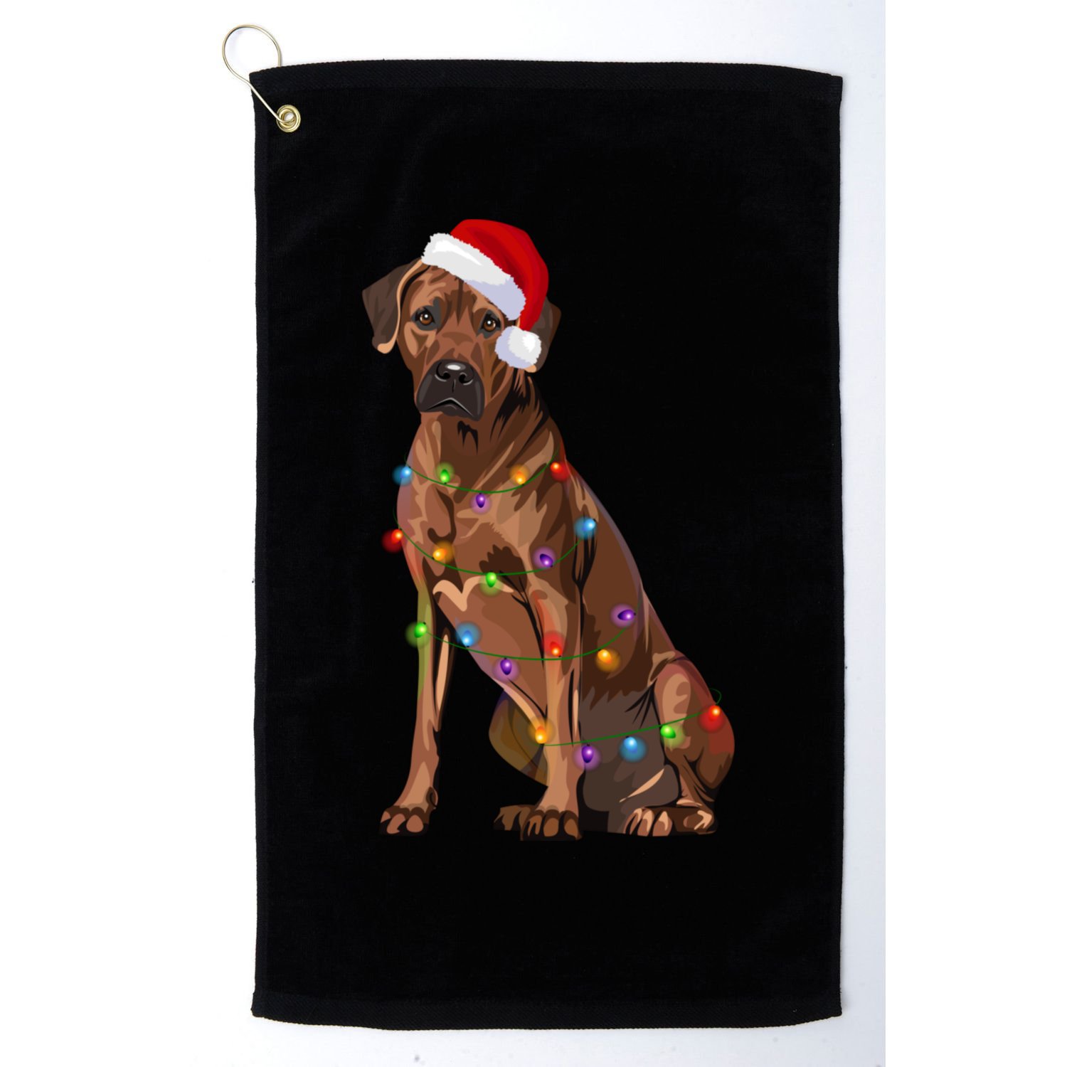 Rhodesian Ridgeback Christmas Lights Xmas Dog Lover Golf Towel
