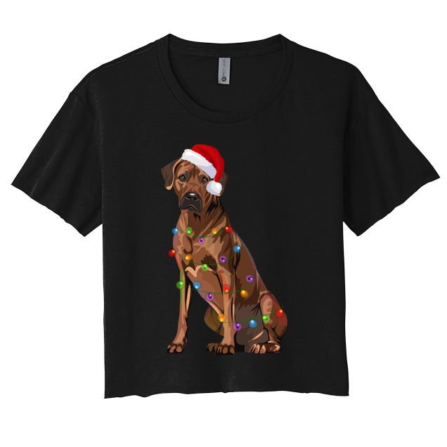 Rhodesian Ridgeback Christmas Lights Xmas Dog Lover Crop Top