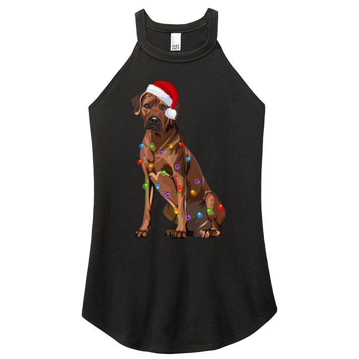 Rhodesian Ridgeback Christmas Lights Xmas Dog Lover Women's Perfect Tri Rocker Tank