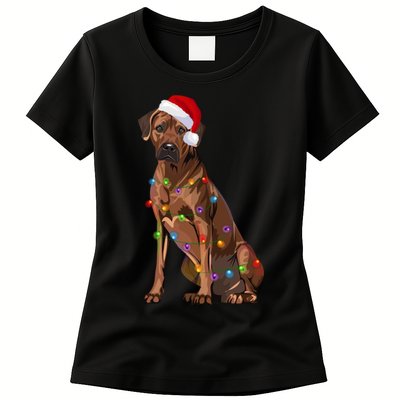 Rhodesian Ridgeback Christmas Lights Xmas Dog Lover Womens T-Shirt
