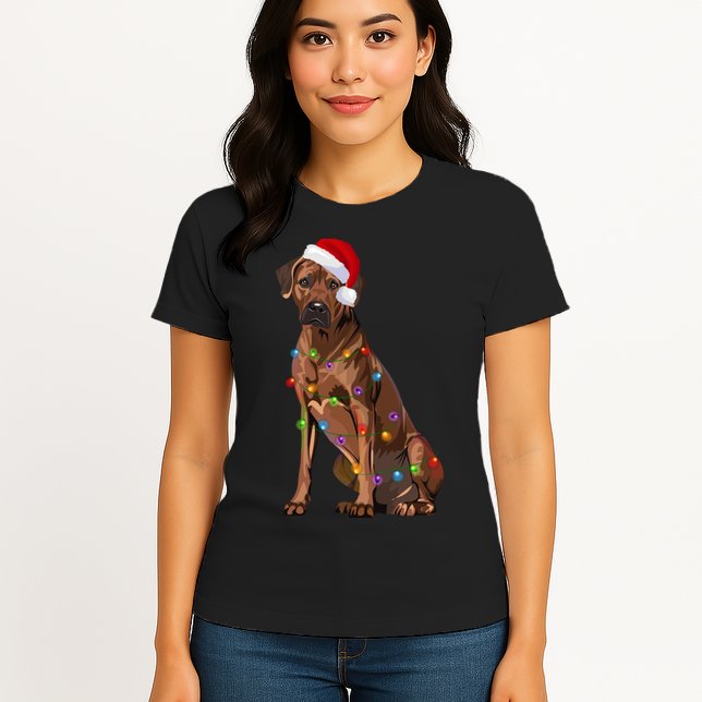 Rhodesian Ridgeback Christmas Lights Xmas Dog Lover Womens T-Shirt