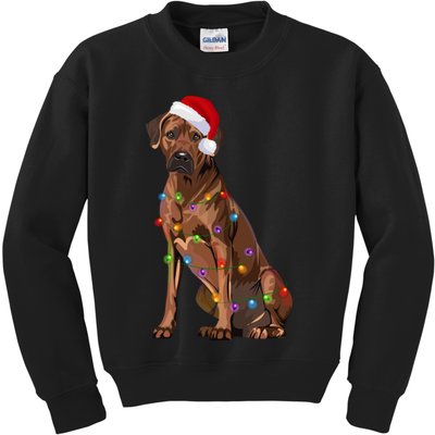 Rhodesian Ridgeback Christmas Lights Xmas Dog Lover Kids Sweatshirt