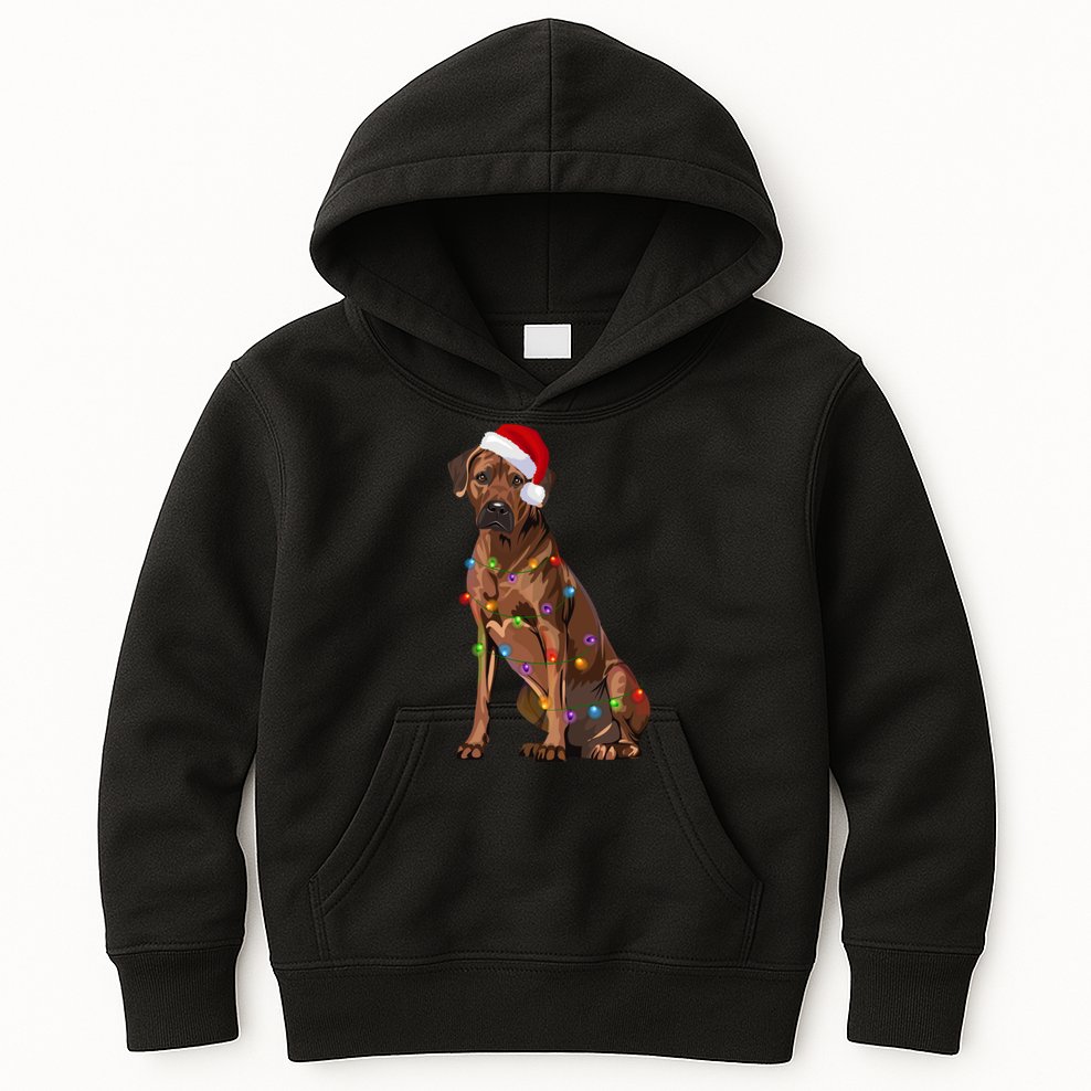 Rhodesian Ridgeback Christmas Lights Xmas Dog Lover Kids Hoodie
