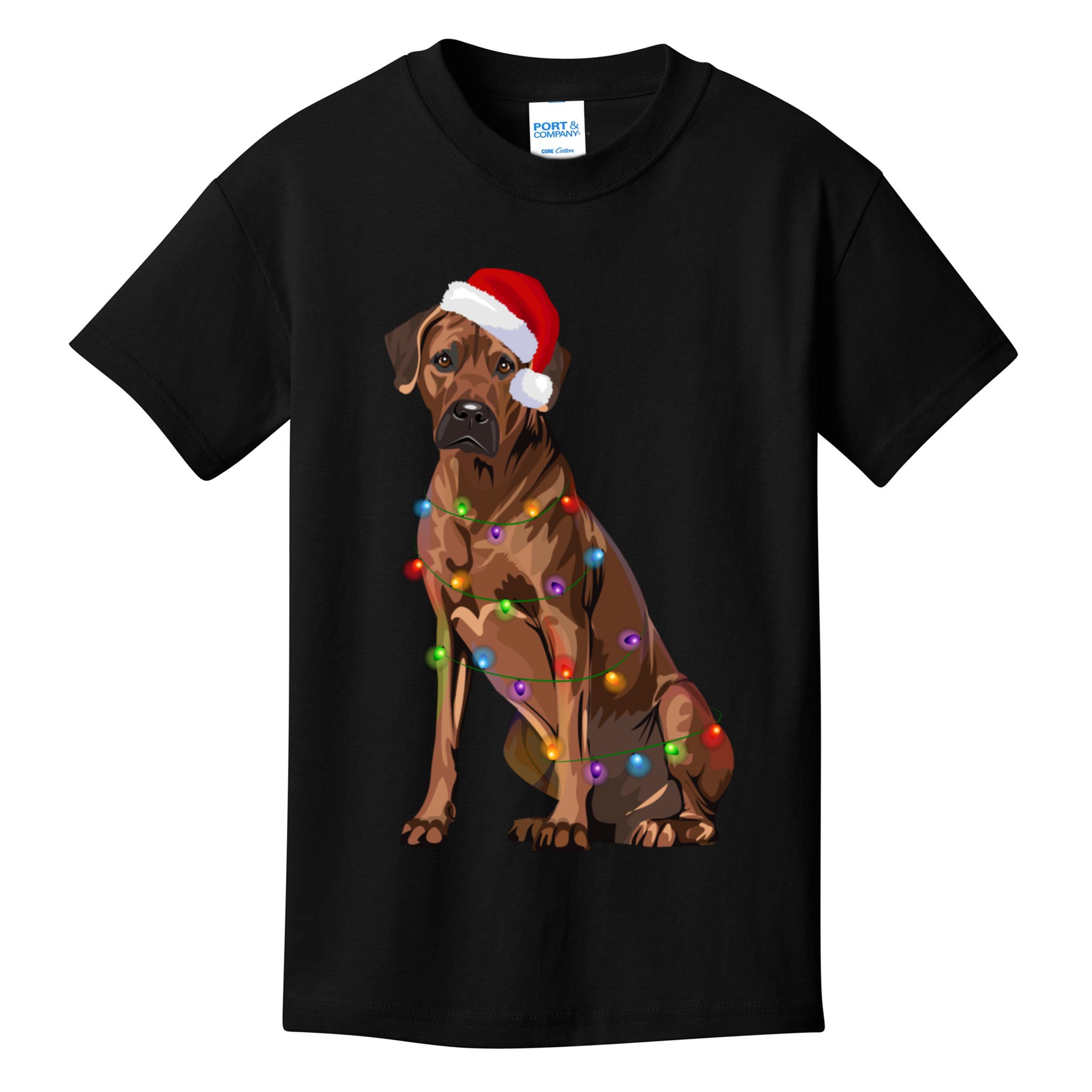 Rhodesian Ridgeback Christmas Lights Xmas Dog Lover Kids T-Shirt