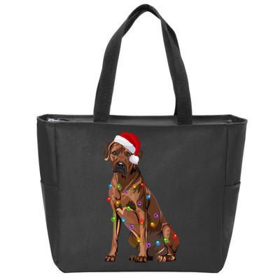 Rhodesian Ridgeback Christmas Lights Xmas Dog Lover Zip Tote Bag