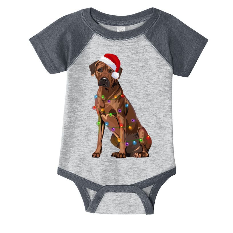 Rhodesian Ridgeback Christmas Lights Xmas Dog Lover Infant Baby Jersey Bodysuit