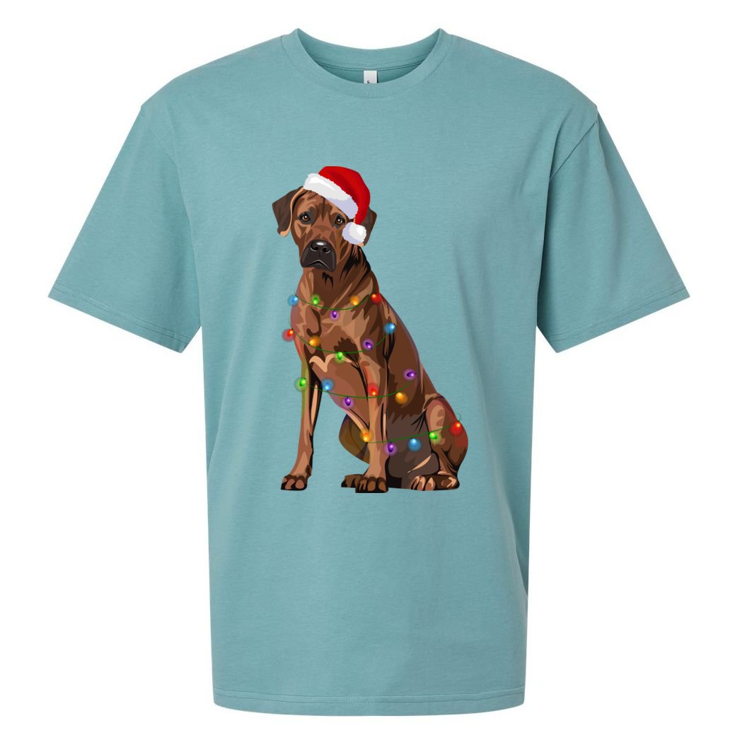 Rhodesian Ridgeback Christmas Lights Xmas Dog Lover Sueded Cloud Jersey T-Shirt