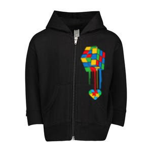 Rubiks Rubick's Cube Heart Puzzle Cool Autism Awareness Gift Toddler Zip Fleece Hoodie