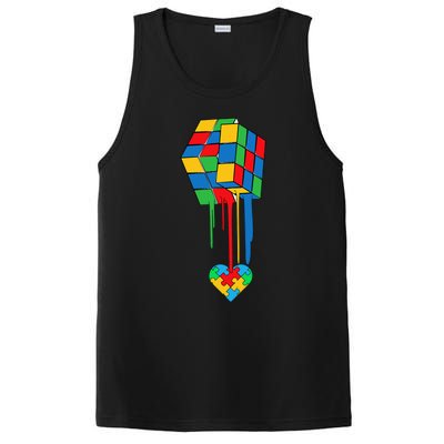 Rubiks Rubick's Cube Heart Puzzle Cool Autism Awareness Gift PosiCharge Competitor Tank